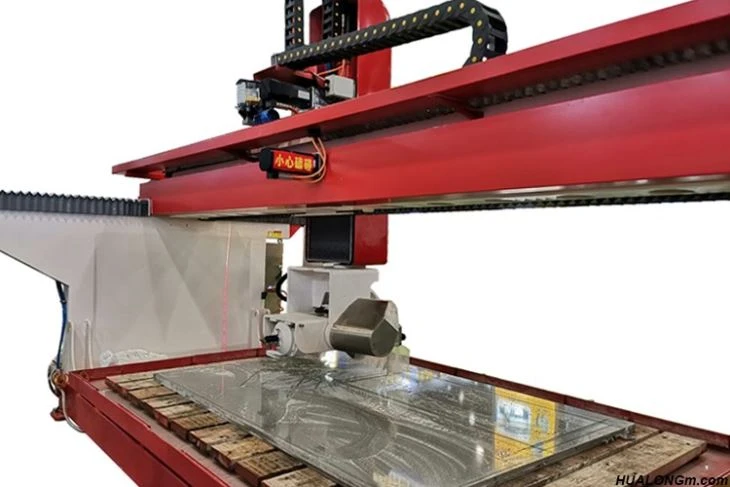 Rear view of cnc marble cutting machine